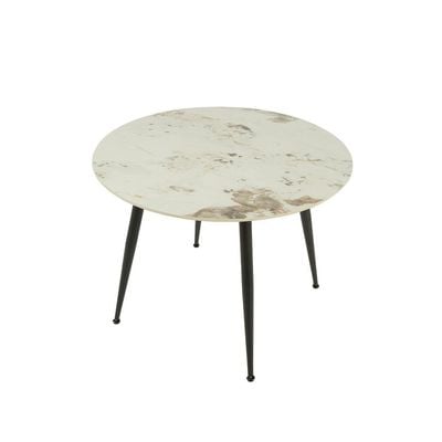 Soho 4-Seater Round Ceramic Dining Table - White/Black - With 2-Year Warranty